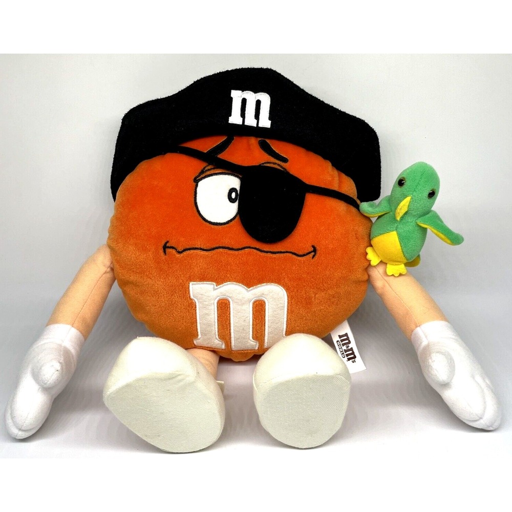 Orange‎ M&Ms Plush 15" Pirate Bird on Shoulder Eye Patch Vintage